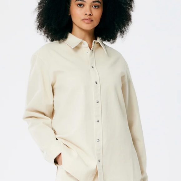 Tibi Garment Washed Twill Easy Shirt Beige XXS (M) - Picture 2 of 9
